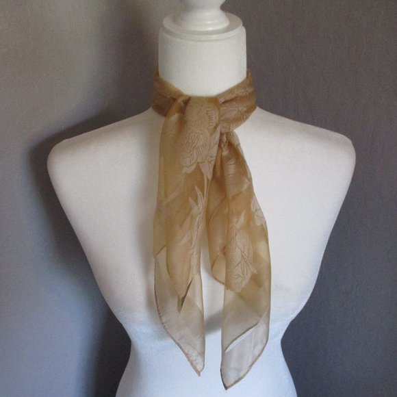 Vintage Accessories - 1950s floral embossed chiffon scarf